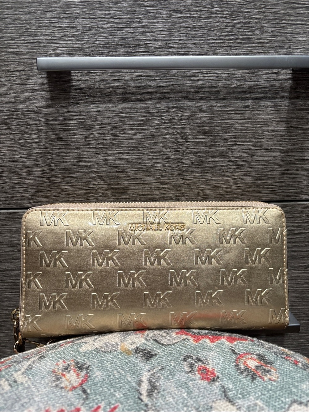 Michael Kors Jet Set Large Metallic Logo Debossed Continental Wallet